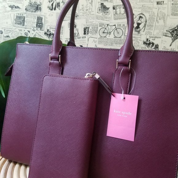 Kate Spade Large Cameron Satchel Wallet Cherrywood - Picture 2 of 13